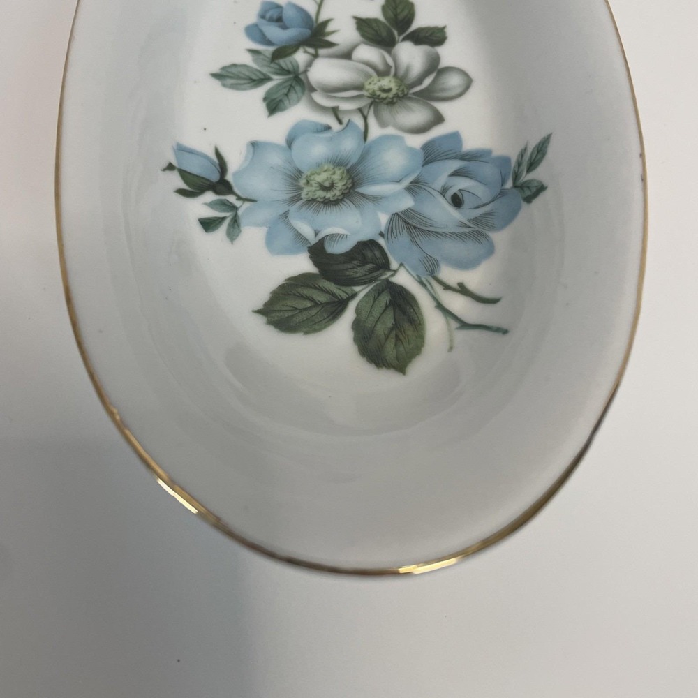 Tilso Japan Vintage Butter Dish Trinket Dish Shades of Blue Roses - Picture 4 of 16